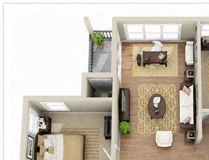 floor plan of a 2 bedroom 2 bath apartment